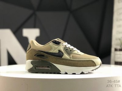 真标耐克 Nike Air Max90 皮面+网纱拼接鞋面 复古气垫百搭休闲运动慢跑鞋 货号：302519 125 尺码：如图右下角所示 Atk Tta