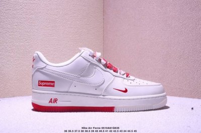 海外限量发售！公司级Nike Air Force 1 '07 Low “Supreme联名--米红双拼”空军一号 低帮 运动鞋 休闲鞋 折边针车 工艺难度大 原