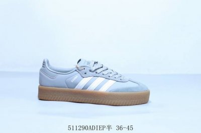 阿迪达斯三叶草Adidas Originals Samba Vegan Og Spd 桑巴舞系列绅士德训足球风百搭低帮休闲运动板鞋灰白 厚底 Ie9108 51