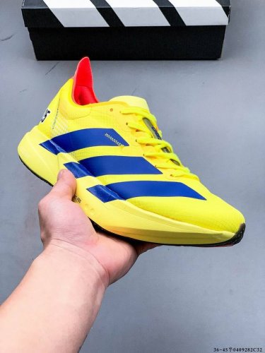 公司级！Adidas Adizero Adios Pro 4马拉松飞线贾卡轻质透气休闲运动跑步鞋 采用双层透气网纱 Flywire动态飞线绑缚鞋面材质 内置Zo
