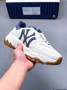 公司级！Mlb Chunky Liner 厚底休闲跑步鞋 Ny印花 牛皮材质运动鞋 0416284H26