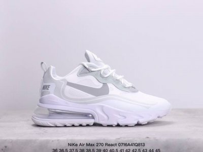公司级耐克nike Air Max 270 React Ww大气垫 减震 耐磨 休闲跑步鞋 货号:Ck6457-100 尺码:36 36.5 37.5 38 3