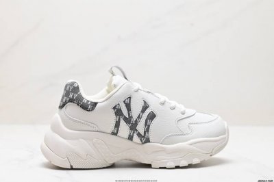 公司级korea韩国限定发售ny美国榄球洋基队限定 X Mlb Big Ball Chunky Mesh 厚底老爹系列低帮网织轻量休闲运动慢跑鞋“网眼象牙白黑n