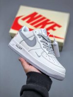 390支持放店 Nike Air Force 1'07 Low Clot联名 白灰 空军一号低帮休闲板鞋 Gx 030609 #原楦头原纸板 原装鞋盒 定制五金