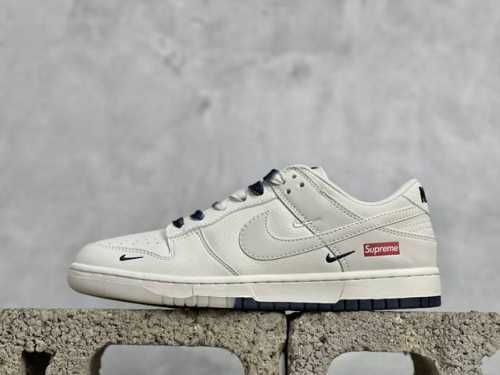 Nk Sb Dunk Low Supreme联名-白蓝双拼小勾 周年高端定制 低帮休闲板鞋 Bb8675-110 #定制鞋盒 大厂纯原品质出货 超高清洁度 皮料