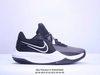 Nike Precision 6精密6圆头系带减震防滑耐磨包裹性支撑 低帮 实战篮球鞋男女同款黑白 Xm1012Q222