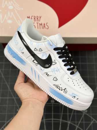本地 核心私 二次元主题 Nike Air Force 1 Low’07 彼岸情书 白蓝 喷绘 空军一号低帮休闲板鞋 定制皮料 原厂3D打印 定制鞋盒 原楦原纸 - 点击图像关闭