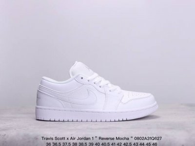 公司级aj1倒勾travis Scott X Air Jordan 1 ” Reverse Mocha “ Aj1乔1 Ts 闪电 联名倒钩 低帮文化篮球鞋 完