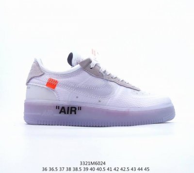 耐克nike Off-White X Air Force 1 Ow联名空军一号厚底增高运动板鞋 鞋款延续了此次联名的设计风格，鞋身内侧同样印有大面积标语，水晶中