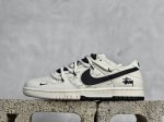 放店私 Nk SB Dunk Low 斯图西联名-绑带米白黑勾 周年高端定制 低帮休闲板鞋 SJ2068-297 #定制鞋盒 大厂纯原品质出货 超高清洁度 皮料