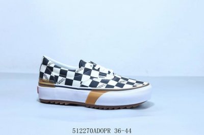 硫化Vans Checkerboard Stacked 经典黑白棋盘格女款松糕厚底板鞋 512270Adopr 36-44