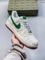 海外限量发售！公司级Nike Air Force 1 '07 Low “古驰联名 棕底绿勾”空军一号 低帮 运动鞋 休闲鞋 折边针车 工艺难度大 原楦头原纸板