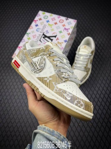B nike Sb Dunk Low Lv联名 卡其灰 周年高端定制 低帮休闲板鞋 #定制鞋盒 大厂纯原品质出货 超高清洁度 皮料切割干净无任何毛边 细节完美