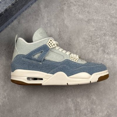 本地 核心私 Air Jordan 4 Denim Worn Blue Aj4 乔4水洗丹宁 中帮复古休闲文化运动休闲篮球鞋 #整双鞋采用深浅双色水洗丹宁面料覆