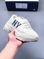 公司级！Mlb Chunky Liner 厚底休闲跑步鞋 Ny印花 牛皮材质运动鞋 0328972F28
