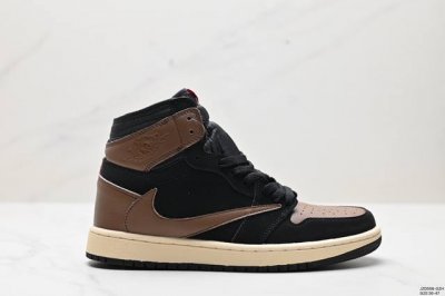 真标aj1倒勾travis Scott X Air Jordan 1 ” Reverse Mocha “ Aj1乔1 Ts 闪电 联名倒钩 低帮文化篮球鞋 完美