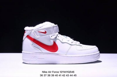加绒加毛耐克 Nike Air Force 1 Mid 空军一号经典中帮运动休闲板鞋 货号 315123 111 码数：36 37 38 39 40 41 42