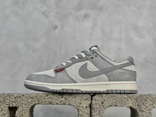 放店私 Nk Sb Dunk Low 古驰联名 暗纹灰勾 周年高端定制 低帮休闲板鞋 Dm6868-013 #定制鞋盒 大厂纯原品质出货 超高清洁度 皮料切割干