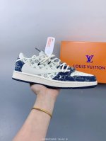 travis Scott X Fragment Design X Jordan Air Jordan 1 Low Og Sp Lv联名 蓝牛仔抽绳 多方联名合作