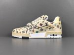 P 渠道优势， ！ 专柜版：驴牌 米色 Tyler X Louis Vuitton Trainer驴牌 Trainer圆头系带 时尚板鞋 尺码：38 39 40