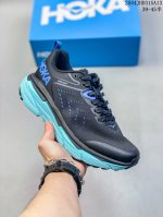 真标带半码 Hoka One One Challenger Atr 6 透气 织物减震防滑耐磨 低帮跑步鞋 女款 黑蓝 尺码：见图 编码：03Jhd315A13