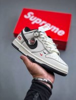 Nike Sb Dunk Low Supreme联名-米黑线条 周年高端定制 低帮休闲板鞋定制鞋盒 大厂纯原品质出货 超高清洁度 皮料切割干净无任何毛边 细节完