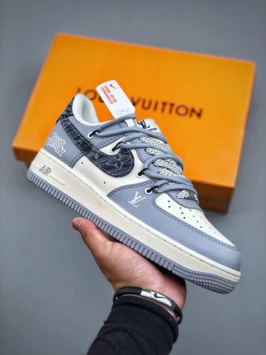 Nike Air Force 1'07 Low Lv联名 灰蓝帆布抽绳 空军一号低帮休闲板鞋 Dm6868-099 #原楦头原纸板 原装鞋盒 定制五金配件 内置