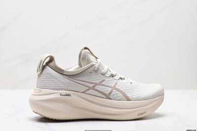 公司级Asics Gel-Nimbus 27 舒适防滑耐磨低帮休闲跑步鞋 鞋底采用了轻质发泡材料 并在后跟和前掌处采用了Asics亚瑟士核心科技-Gel缓震胶