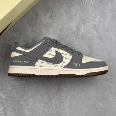本地 核心私 Nike Sb Dunk Low 巴黎世家联名--- 白灰棕印花 高端定制 低帮休闲板鞋 定制鞋盒 大厂纯原品质出货 超高清洁度 皮料切割干净无任