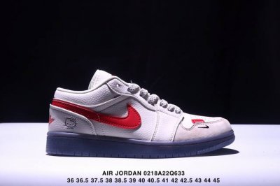 限量发售！ Air Jordan 1 Low Aj1乔1低帮休闲板鞋， “黑白红勾配色-Sup-哈喽Kitty三方联名定制款” 个性的设计风格以及品牌的经典元素
