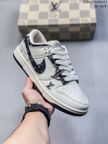 海外爆款限量发售！公司级 Nike Sb Dunk Low“Lv联名 米黑牛仔插花” 周年高端定制 低帮休闲板鞋 定制鞋盒 大厂纯原品质出货 超高清洁度 皮料切