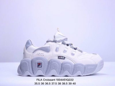 公司级 Fila斐乐 Croissant可颂舒适时尚防滑耐磨低帮跑步鞋女款 白灰 Xm 4Q222