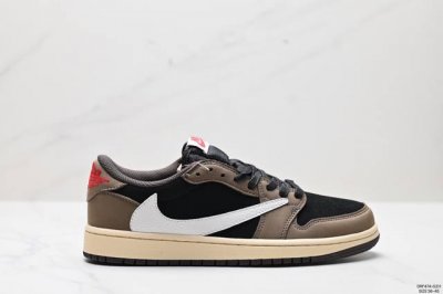 真标aj1倒勾travis Scott X Air Jordan 1 ” Reverse Mocha “ Aj1乔1 Ts 闪电 联名倒钩 低帮文化篮球鞋 货号