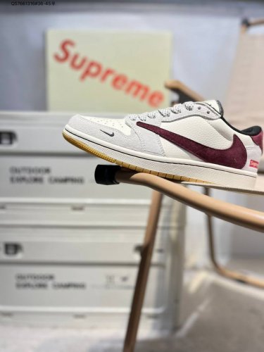 公司级头层皮Supreme X 乔丹Air Jordan 1 Low Aj1低帮系列篮球鞋 官方同步配色 原装级产物 #拒绝公底 立体鞋型 细节完美 高清洁度H