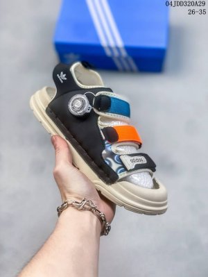 阿迪达斯旋转扣包头凉鞋 Adidas三叶草包头车边旋转纽扣包脚趾童鞋三带凉鞋 阿迪达斯官网最新款侧边旋转造型小众夏款沙滩凉鞋 夏季韩版防滑软底透气休闲超轻便沙滩