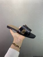 欧美Ins潮网红夏季性感女神搭配款高奢品牌爱马仕HermèS purple Lizard Oran Sandals经典H鞋面凉鞋休闲平底拖鞋 Id：087Jhd