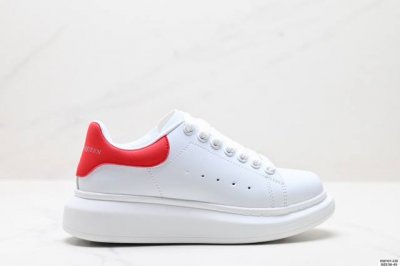 真标意大利高奢品牌Alexander Mcqueen亚历山大 麦昆 Sole Leather Sneakers低帮时装厚底休闲运动小白鞋 货号:553770 W