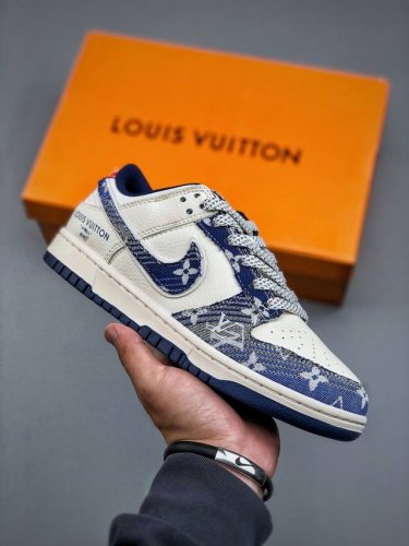 nike Dunk Low Retro Lv联名款牛仔蓝白 “Diy高端定制” 低帮休闲运动板鞋Sb 系列原装头层材料 用料绝不含糊 独家版型蒸餾加工帶來的是更
