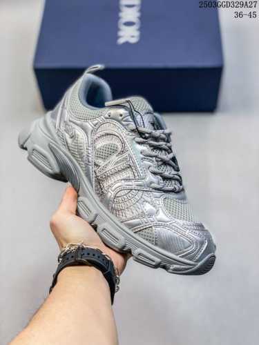 290 迪奥/Dior Chrono Low Sneaker 什洛诺系列低帮经典增高老爹风系带复古休闲运动慢跑鞋“米黄金银”Kck414Trl_S49G这款 D