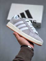 Adidas Grand Court Base 00S 格兰德学院系列低帮休闲运动板鞋“翻毛灰白”Ih6185 尺码：35-45 半