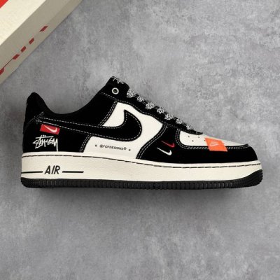 本地 核心私 Nk Air Force 1'07 Low 斯图西联名-米黑双勾红标 空军一号低帮休闲板鞋 #原楦头原纸板 原装鞋盒 定制五金配件 内置全掌气垫