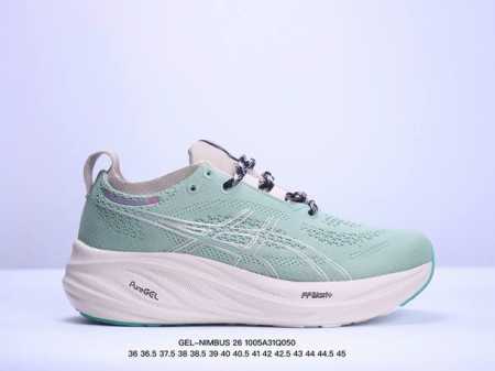 公司级asics 亚瑟士gel-Nimbus 26稳定跑鞋鞋面采用双层提花网面设计，提高包裹性和透气性，后跟搭载稳定系统科技t-Gel提升整体支撑力和结构感，减 - 点击图像关闭