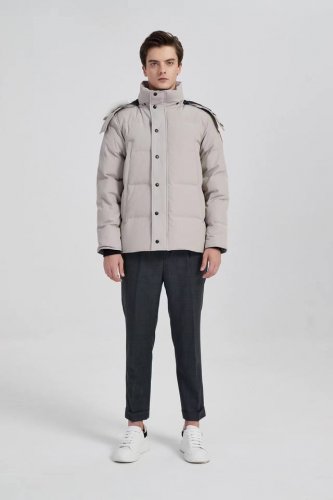 渠道优势，支持代发！ 外贸保真版：大鹅25款 石灰 Canada Goose Wyndham Fusion Fit 派克大衣连帽羽绒服 男款 Size：S M