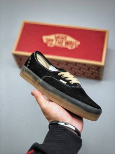 新款出货 Vans premium Authentic麂皮复古半透明包边男女休闲鞋低帮板鞋 黑色 Size：35 36 36.5 37 38 38.5 39 4