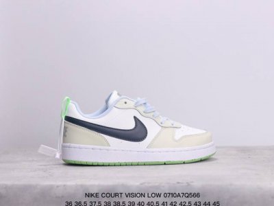 Nike Court Vision Low 小空军 低帮百搭透气休闲运动板鞋。 百搭单品正面、内侧、外侧、前面和后面视角看下这双白又白的小白鞋，它好像是一双经典