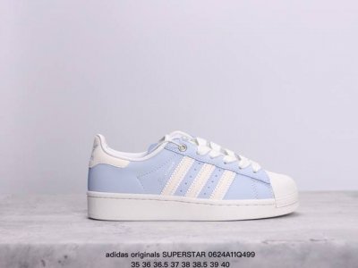 Adidas Originals Superstar 舒适防滑耐磨低帮 板鞋 女款 白蓝 货号： Ie3039 尺码：35-40半码 Xm0624Q499