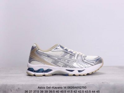 亚瑟士 Asics Gel-Kayano 14 公司级版本运动休闲透气专业缓震慢跑鞋。采用工程弹性双层再生网格密度鞋面材质，后跟3D可视gel缓震乳胶物料，升级