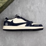 本地 核心私 Travis Scott X Fragment Design X Air Jordan 1 Low Og Sp Aj1 古驰联名-普鲁士蓝 低帮文