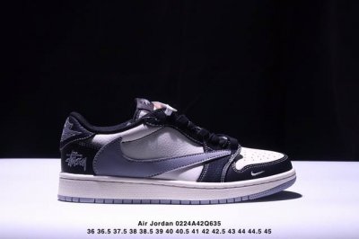 Travis Scott X Fragment Design X Air Jordan 1 Low Og Sp Aj1 乔1 斯图西联名-黑灰荔枝纹 低帮文化休