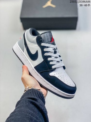 140 头层带半码 Air Jordan 1 Low 低帮 黑白灰 Aj1 乔丹1代 Aj1 乔1 低邦 黑白灰 男女同款 乔丹篮球鞋系列 整双鞋选用白黑灰配色